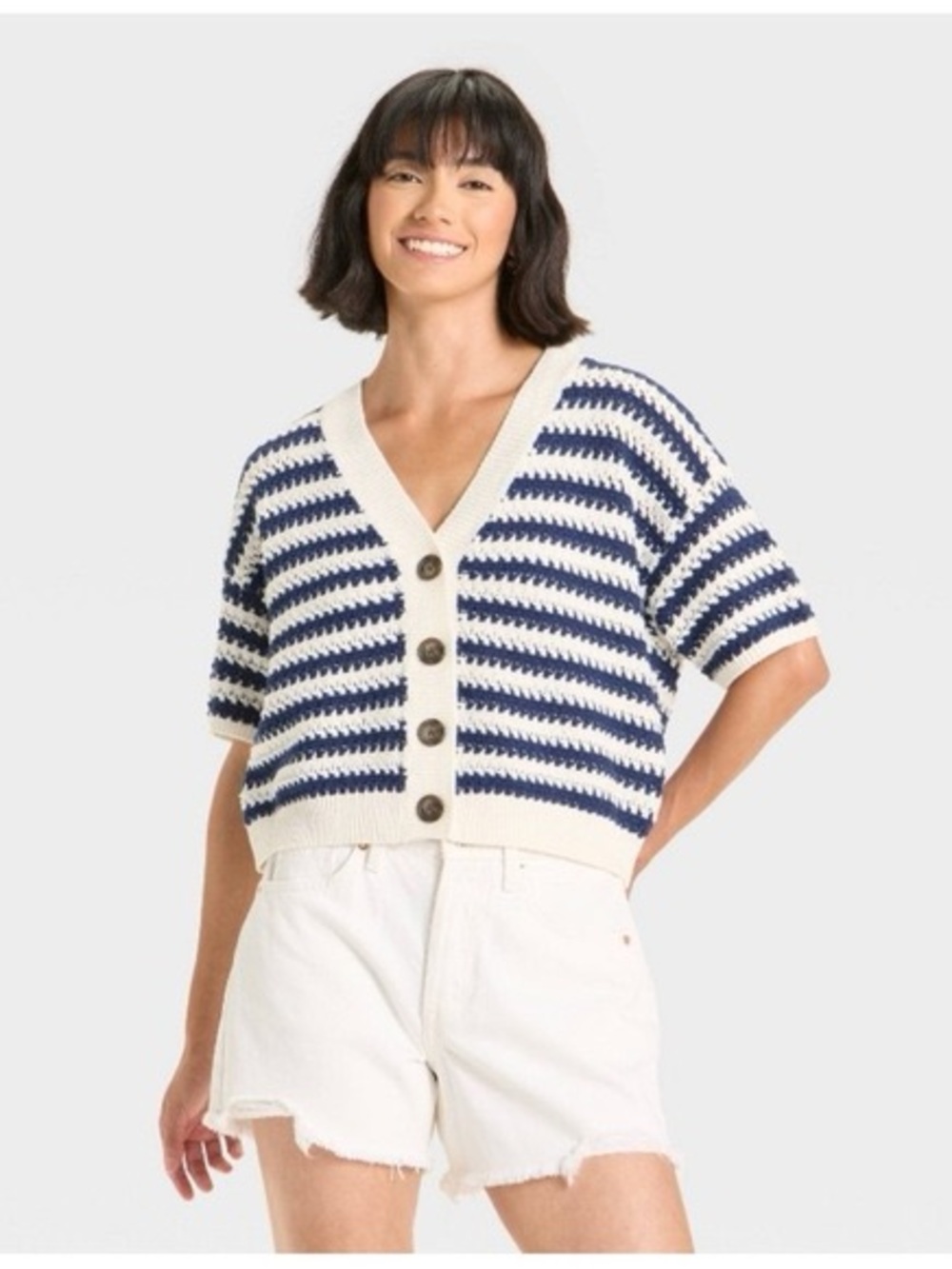 Universal Thread Button Front Short Sleeve Cardigan - like new!